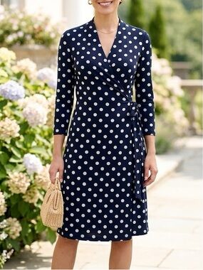 SADE New York Martey Knit Wrap Polka Dot Dress
